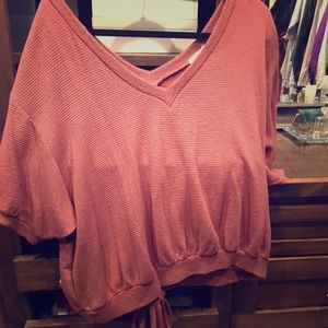 Off the shoulder tie back shirt